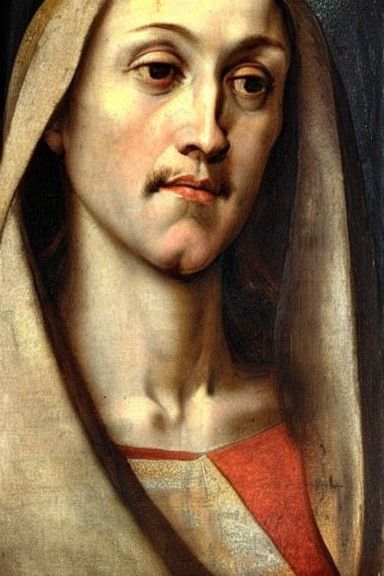 Renaissance Portrait: Female Jesus Christ with Shaved Head