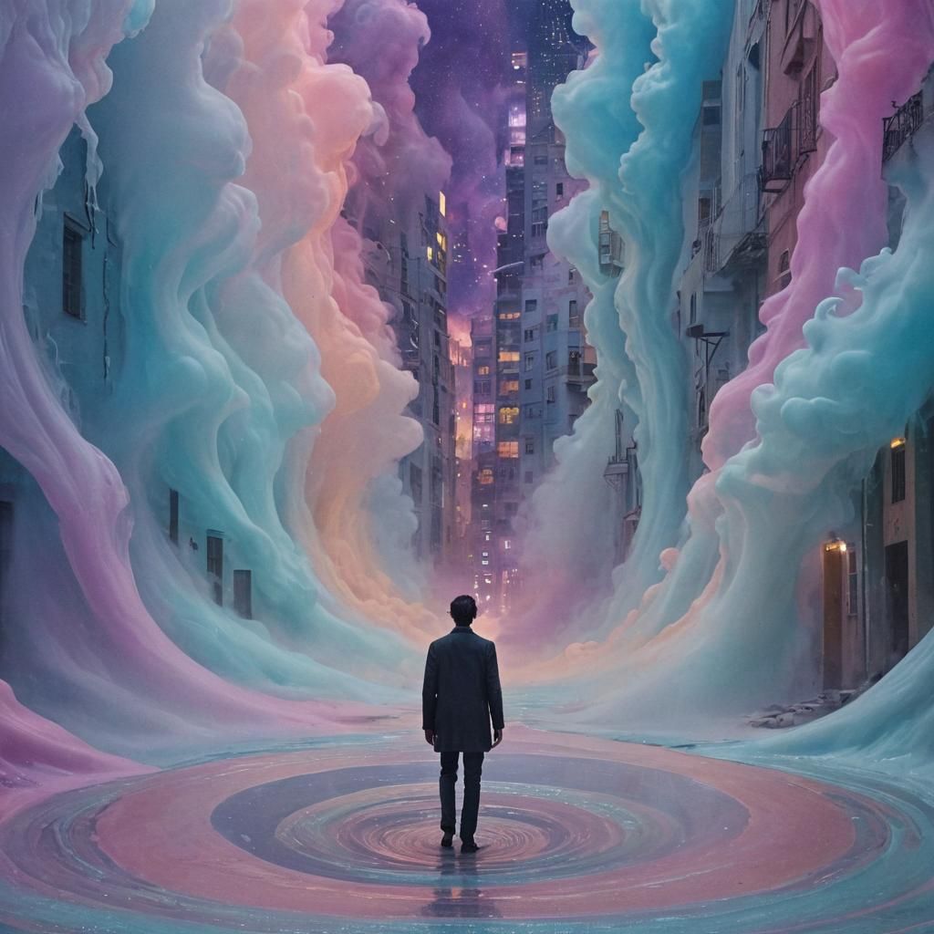 Surreal Melting Cityscape in Vibrant Colors