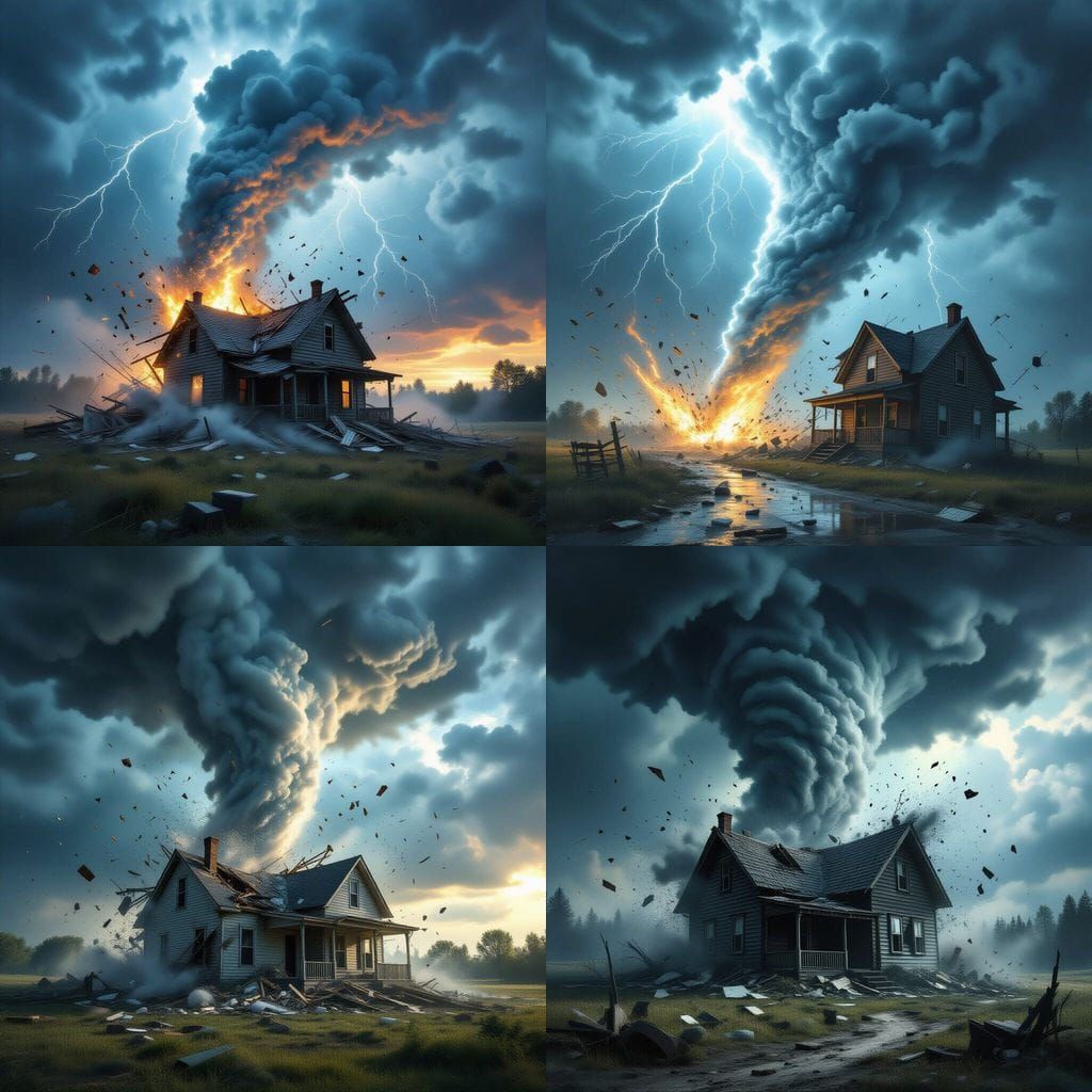 Devastating Tornado Rips Apart Wooden House