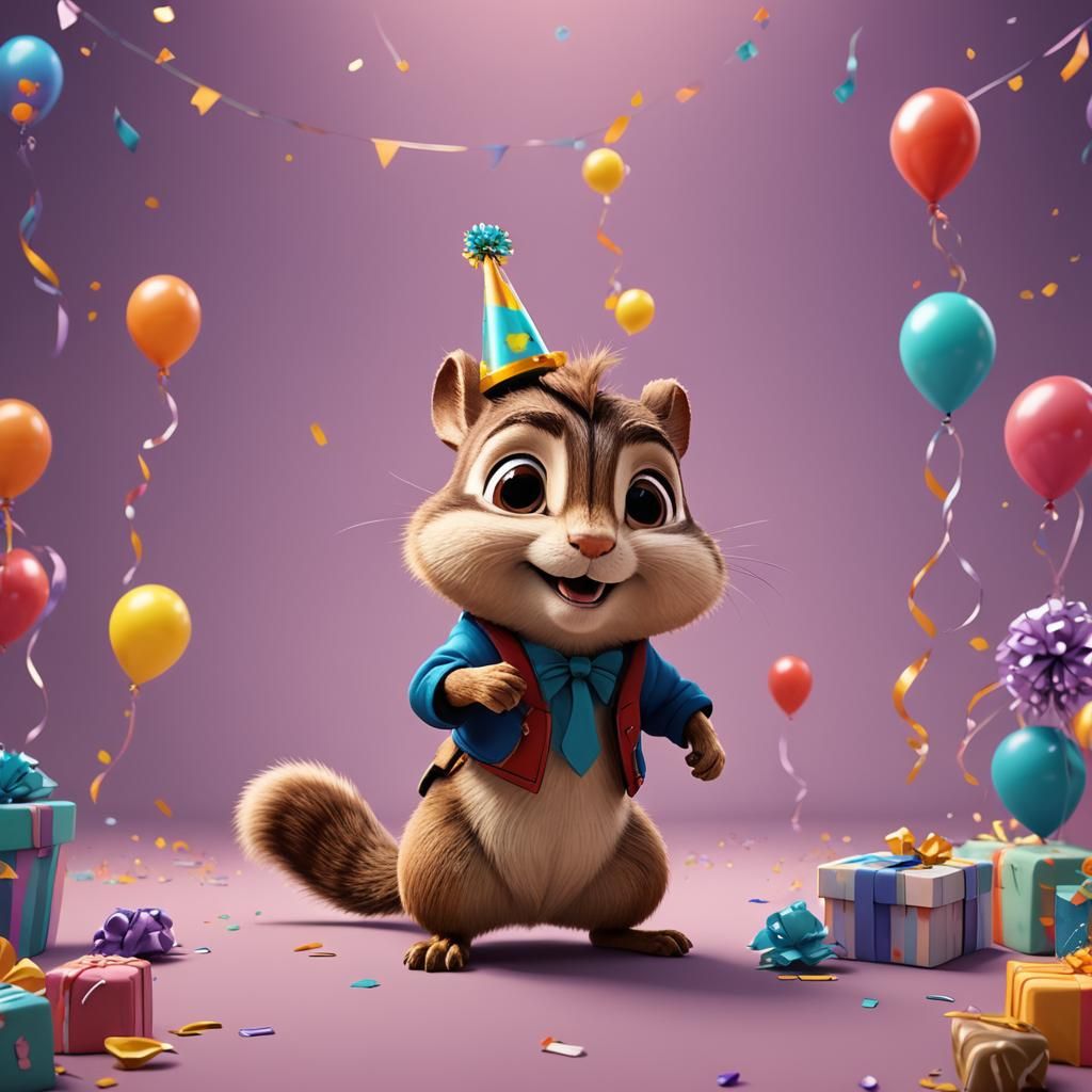 Chipmunk Birthday Boy in 3D Digital Art