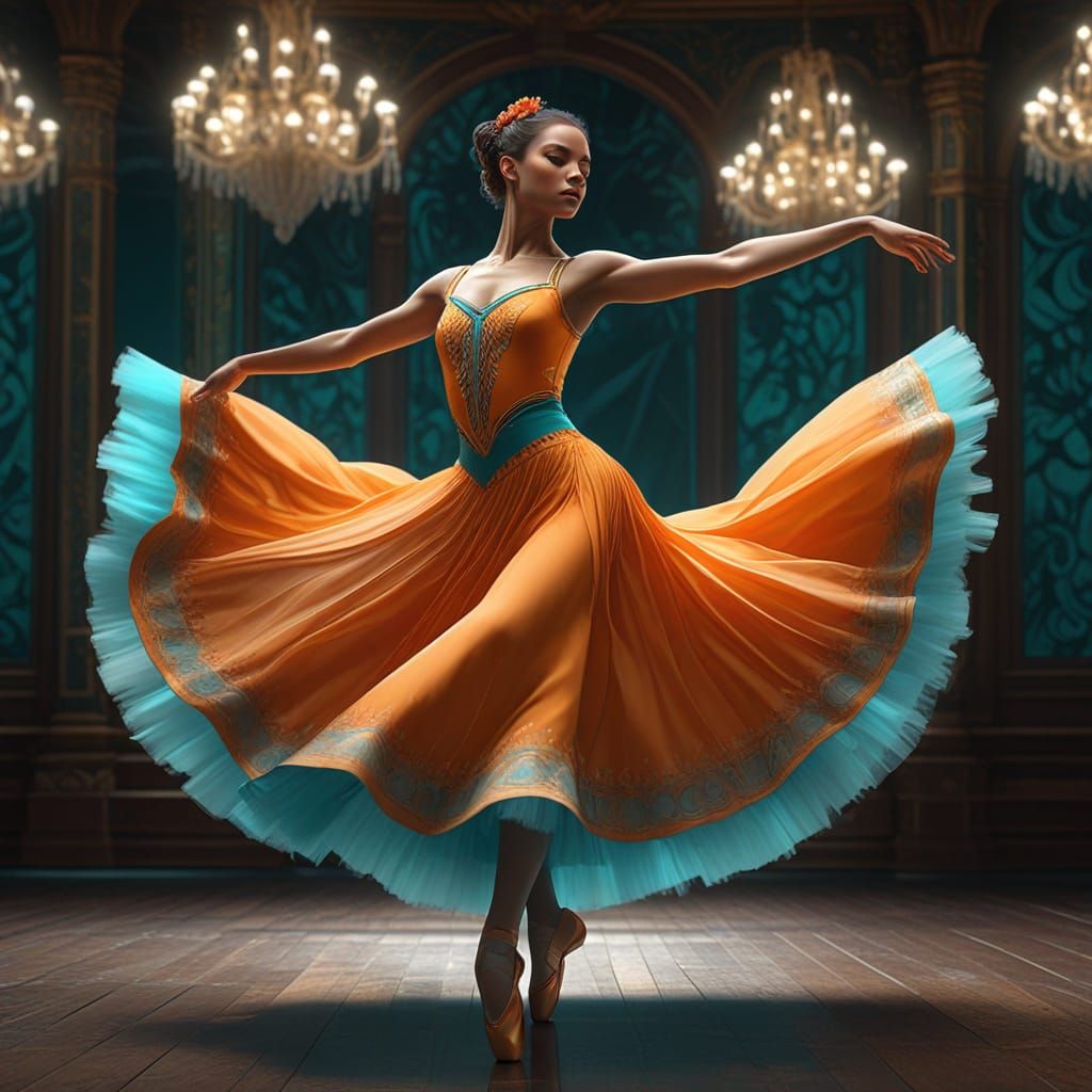 Gorgeous Ballerina in Richly Detailed Triadic Colors