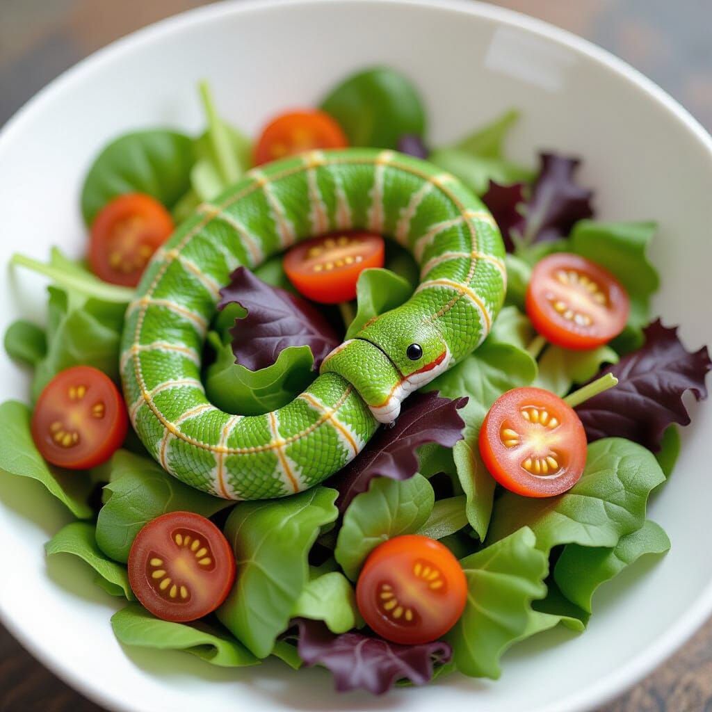 Surprised Caterpillar in Salad