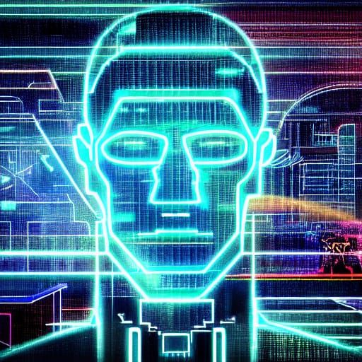 Cyberpunk Brain Reboot in Neon Noir Style