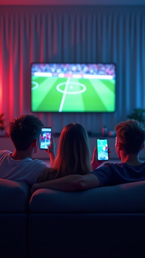Friends Cheer at Soccer Game in Fantasy Setting