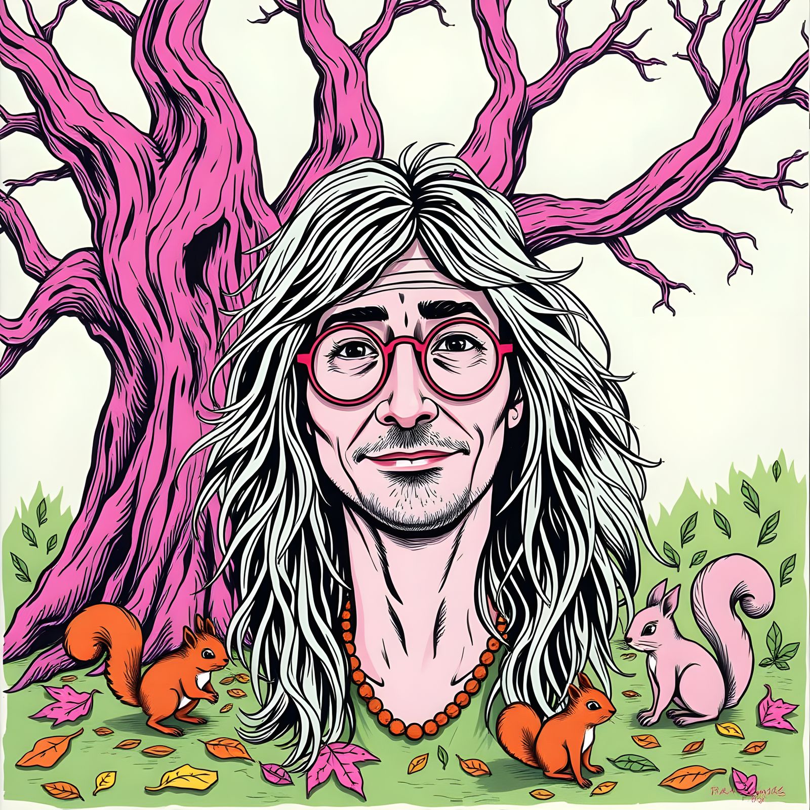 Groovy Hippie in a Hollow Tree