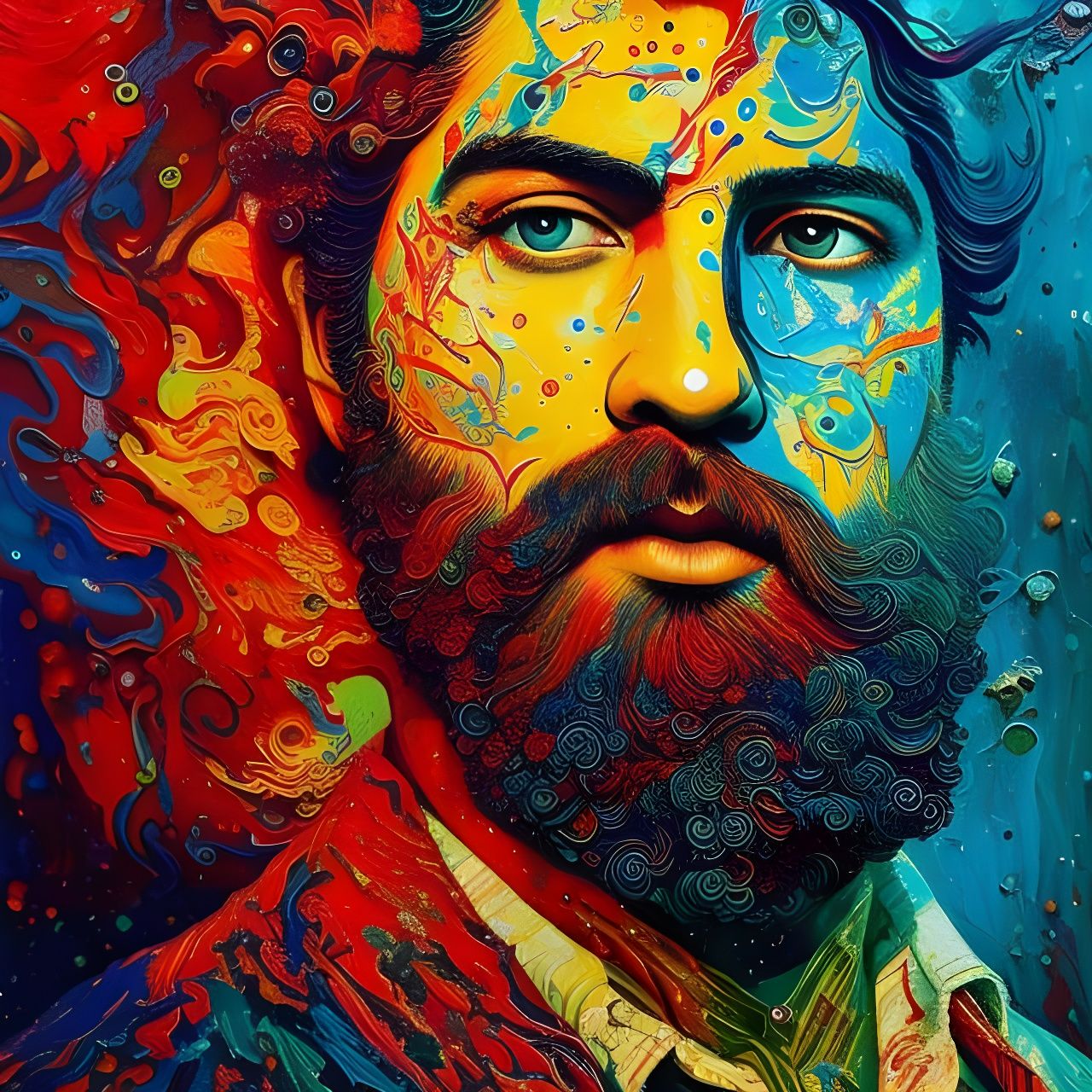 Kronos, Greek God of Time, in Stippling Style