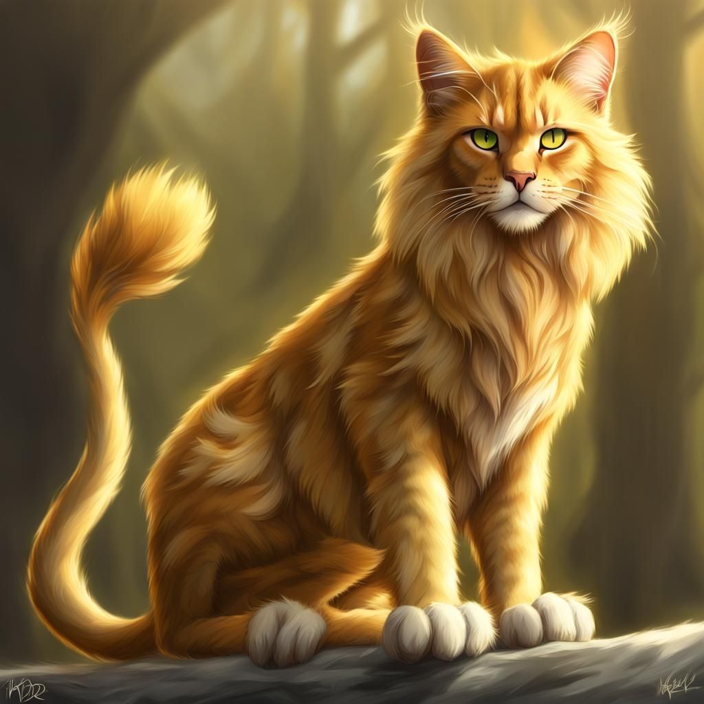 Golden Tabby Tom with Amber Eyes, Hyperrealistic