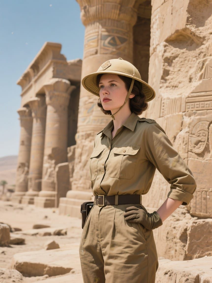 Archaeologist at Ancient Temple, Autochrome Photography