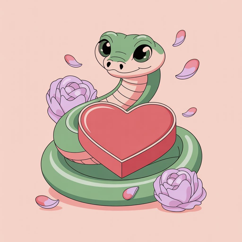 Charming Viper on Valentine's Heart Candy Box Card