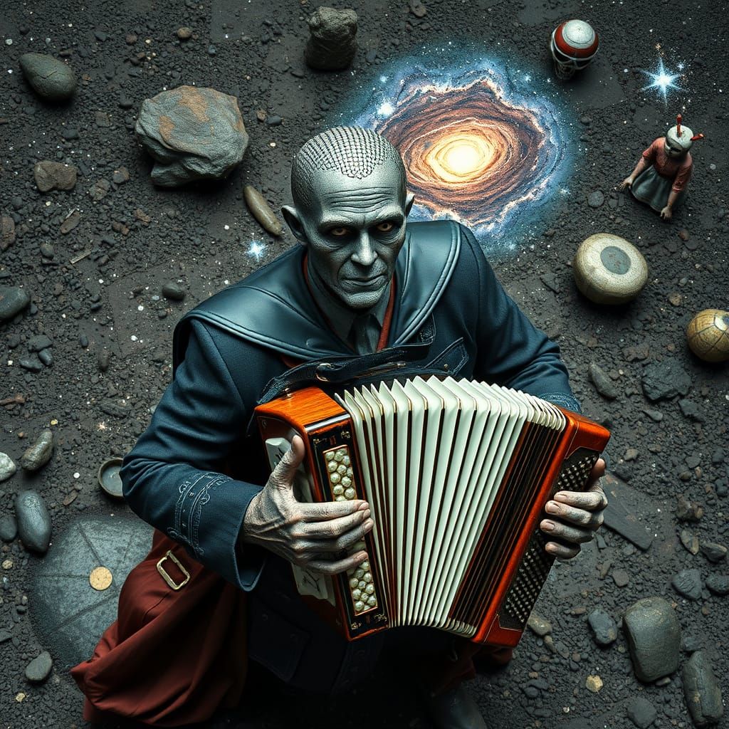 Bizarre Accordionist at Galaxy's End: Aerial View