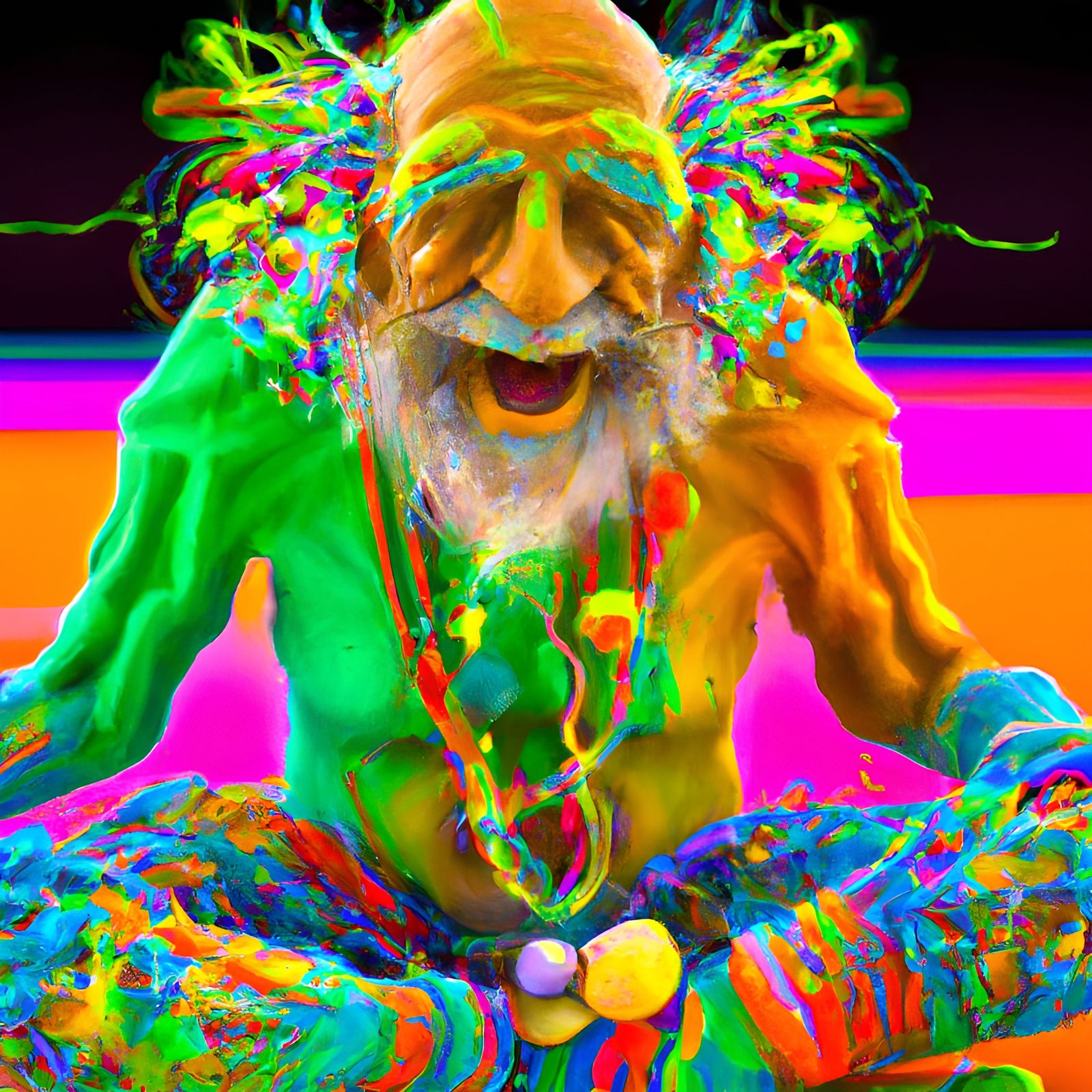 Happy Punk Yogi with Neon Elegance