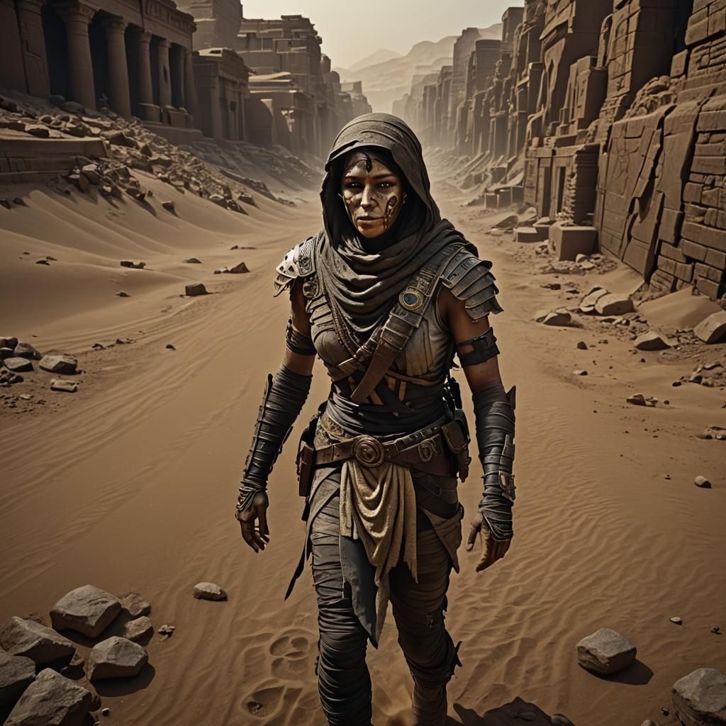 Wasteland Mummy: Dystopian Egyptian Concept Art