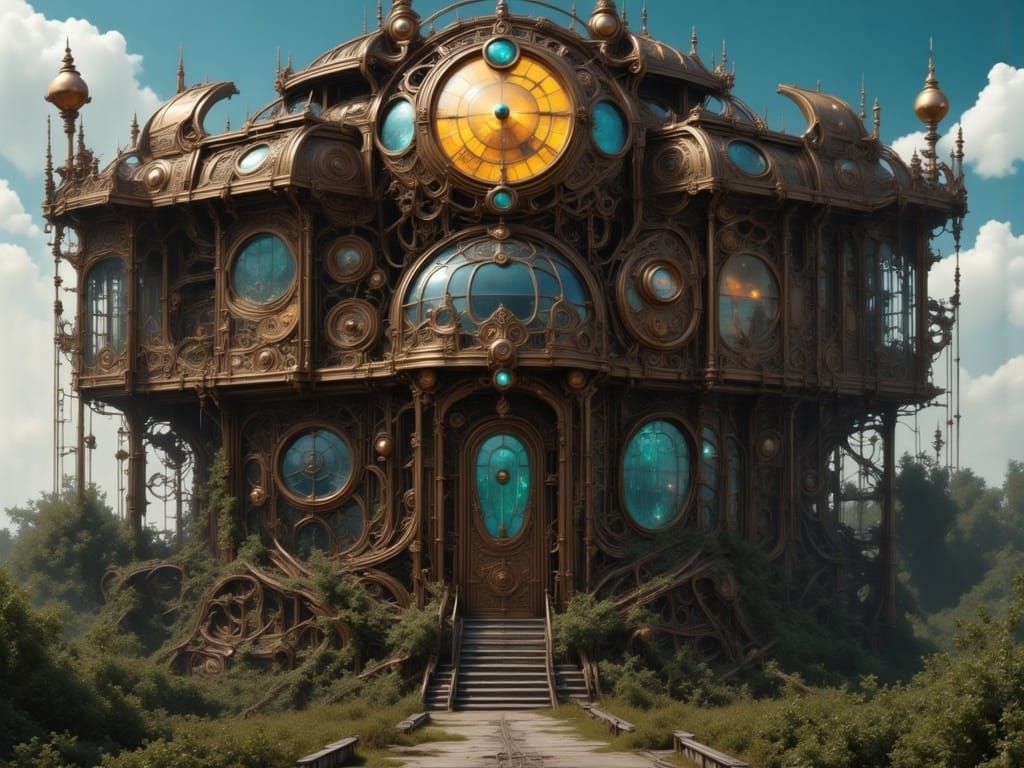 Abandoned Roadside Attraction Under Dynamic Lighting