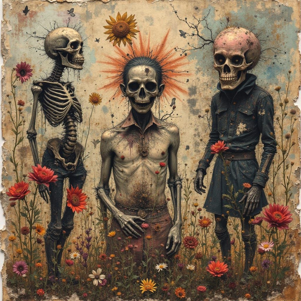 Collage of Fragmented Identities with Stylized Figures