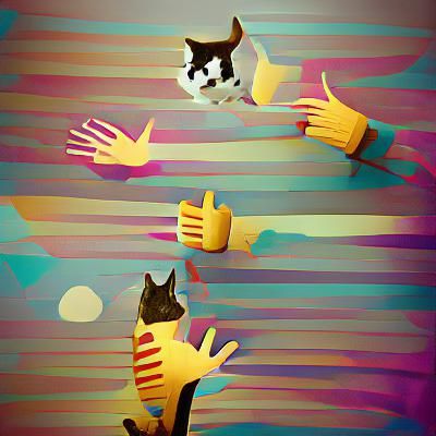 Two Cats Giving a High Five