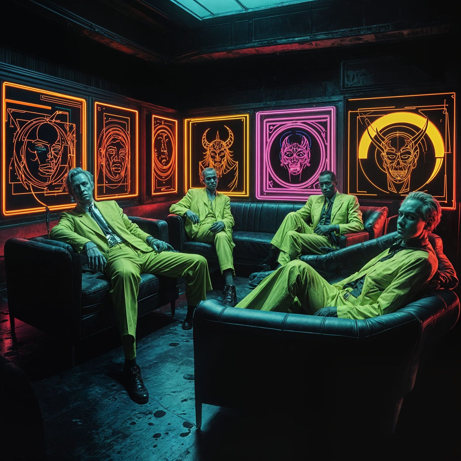 Neon Demons Lounging in the Club