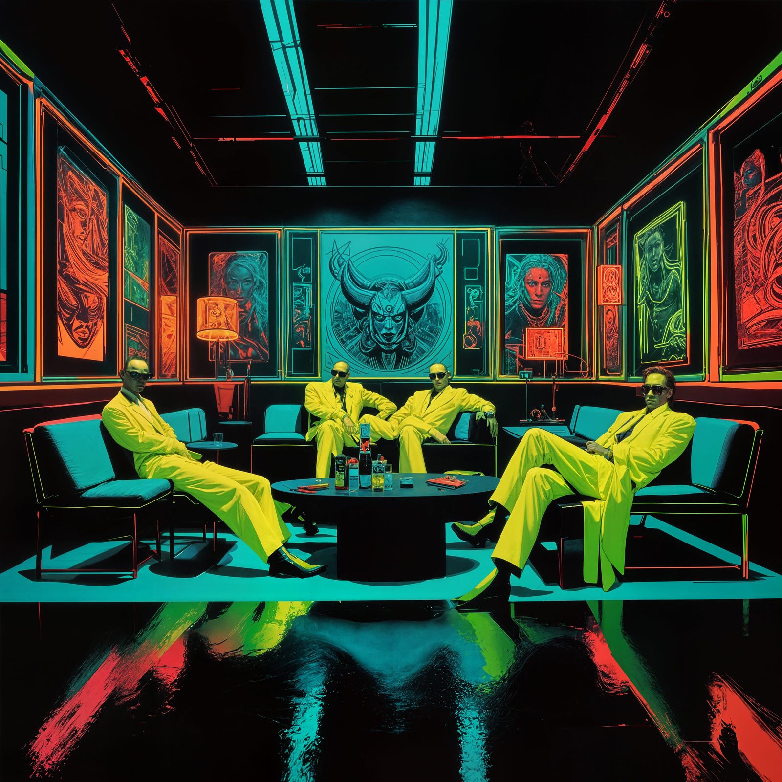 Neon Demons Lounging in the Club V