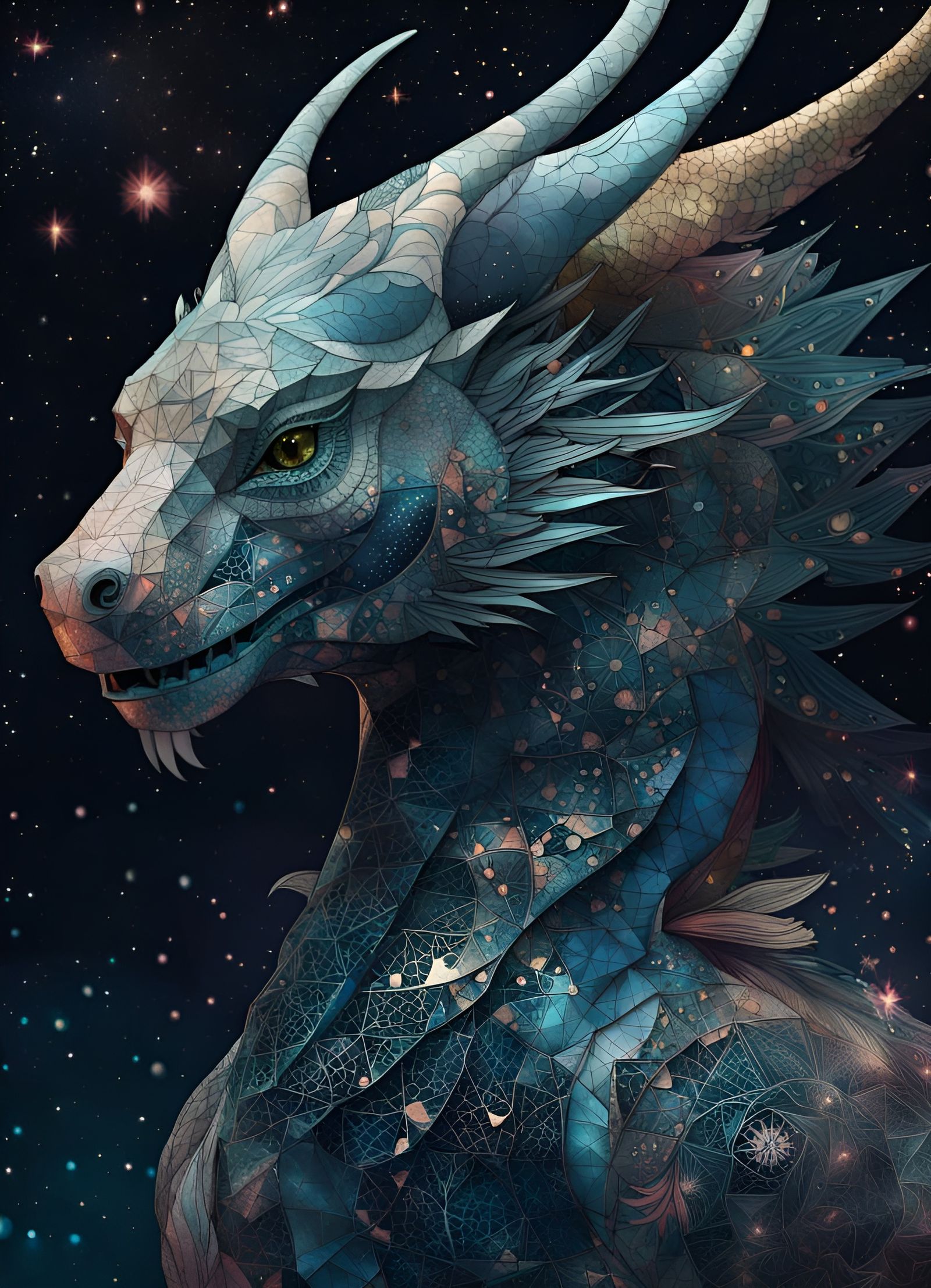 Celestial Dragon with Spiritual Aura: Digital Art