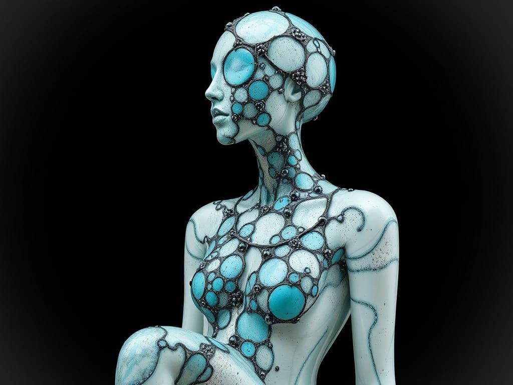 Figurative Sculpture Acrylic Wash Painted on Glass Couture