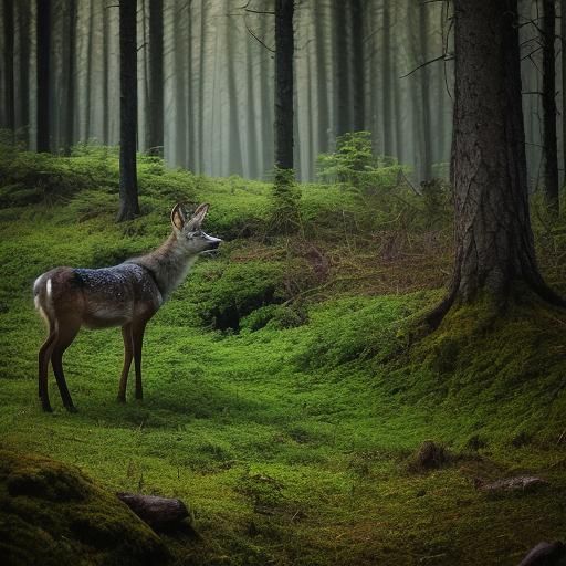 Deer at Lake, Wolves on Cliff: Wildlife Photography