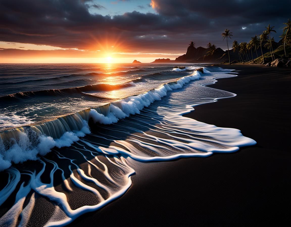 Black Sand Beach Sunset