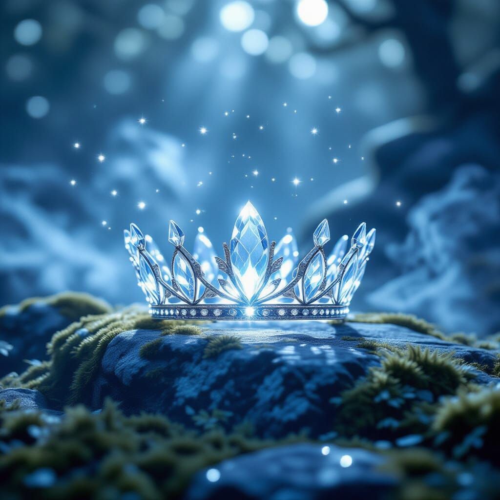 Glowing Crystal Crown in Moonlight