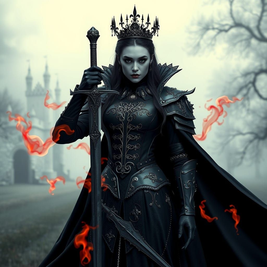 Vampire Queen in Elegant Victorian Armor