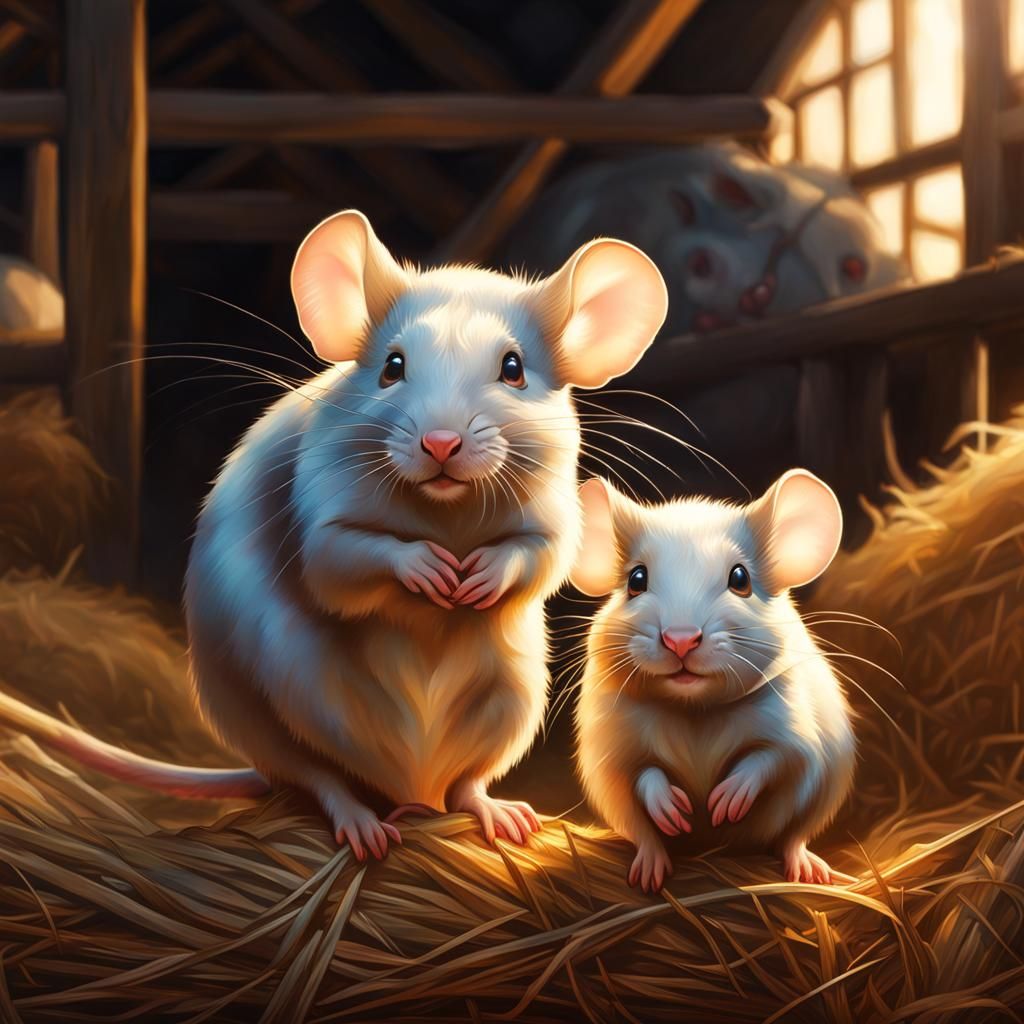 The mice love their pile of straw in the barn