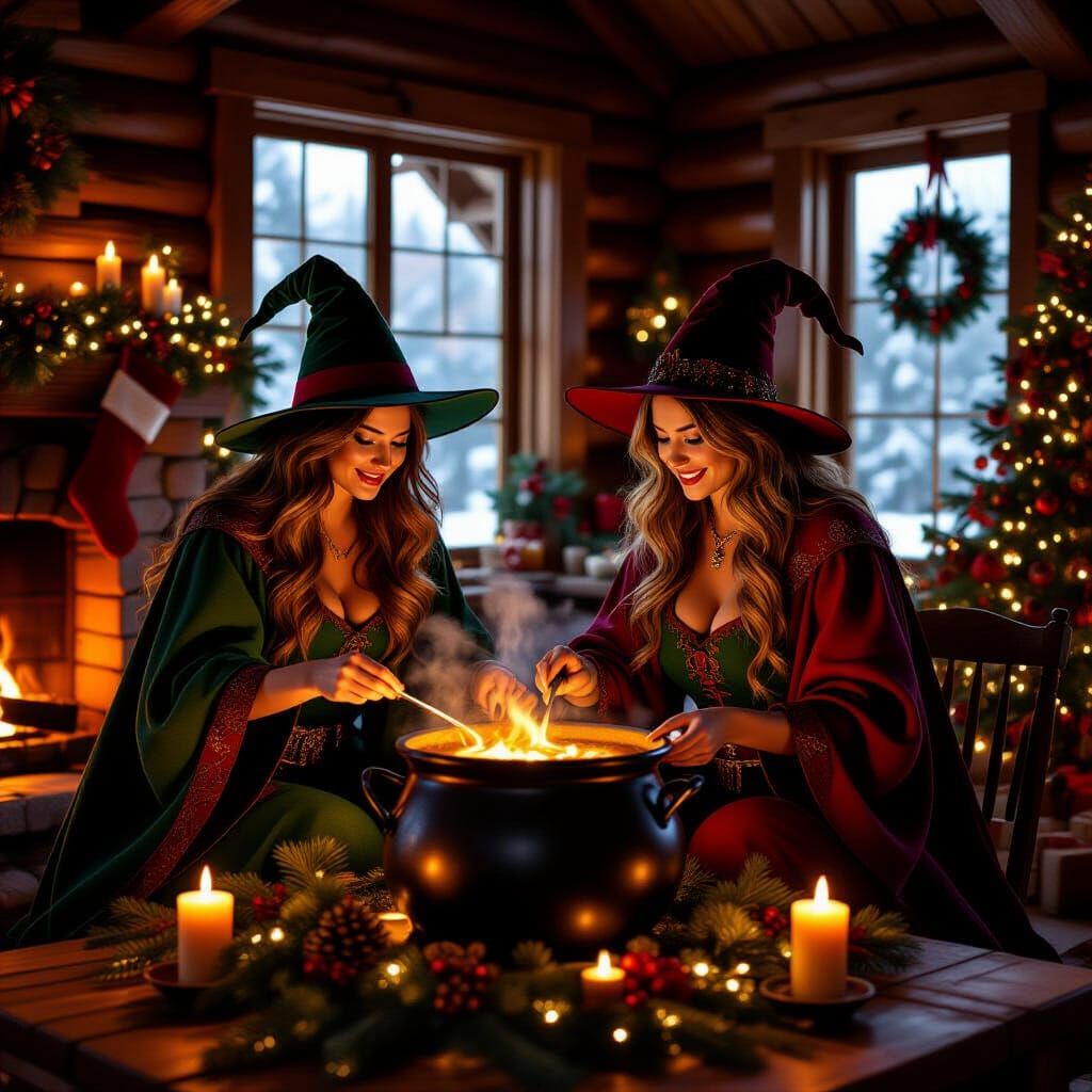 Yule Witches Brew Mulled Wine in Cozy Cabin