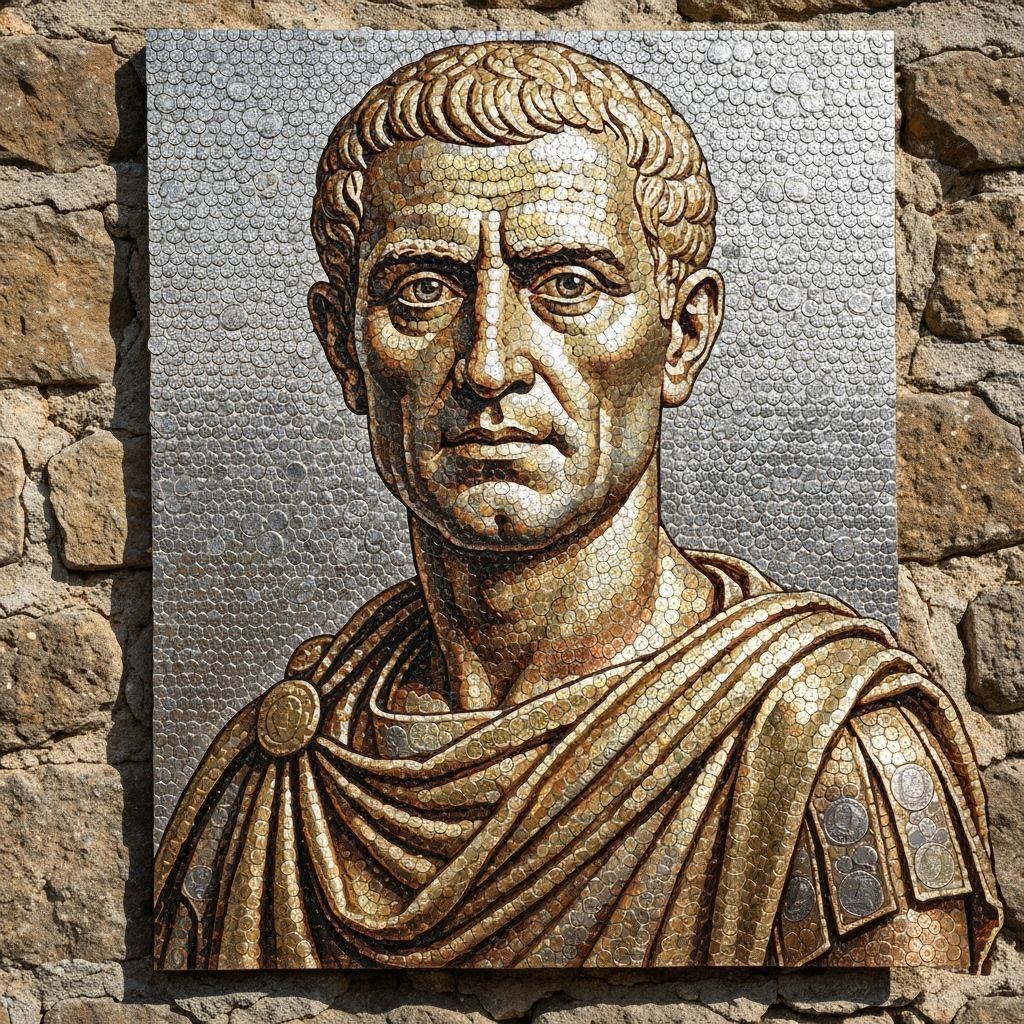 Roman Senator Portrait Made of Gold and Silver Coins