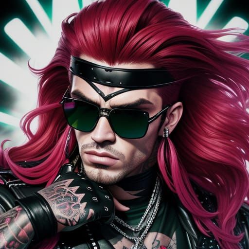 Glam Metal Rockstar in Close-up Portrait