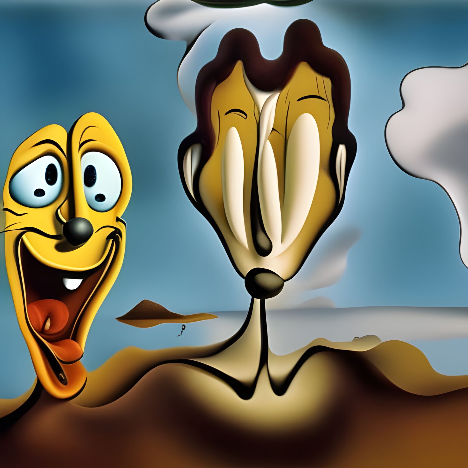 Surreal Morphing Face in Dreamlike Landscape