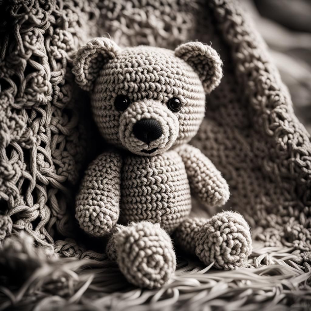 Hyperrealistic Crochet Teddy Bear in High Definition