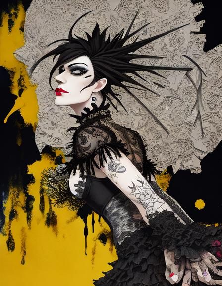 Abstract Caricature in Punk Cabaret Style