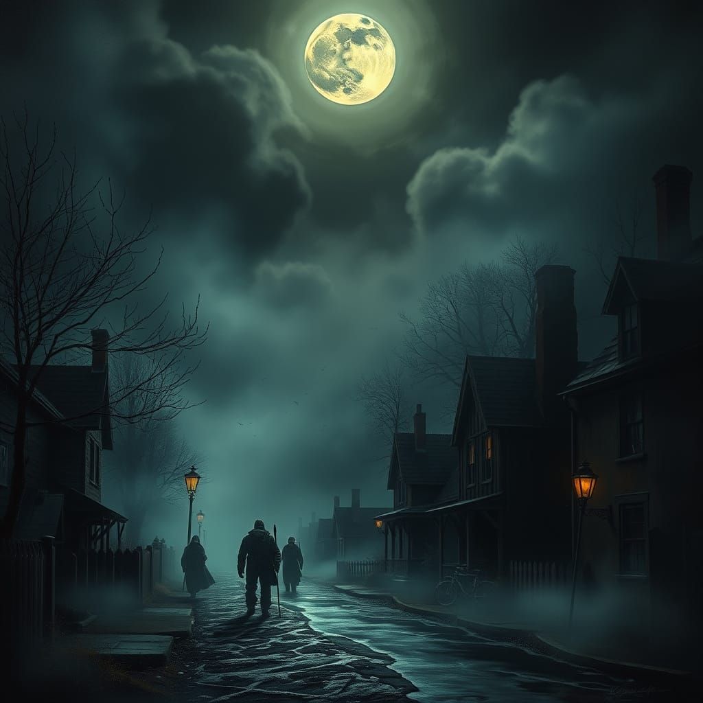 Eerie Halloween Night Under a Harvest Moon