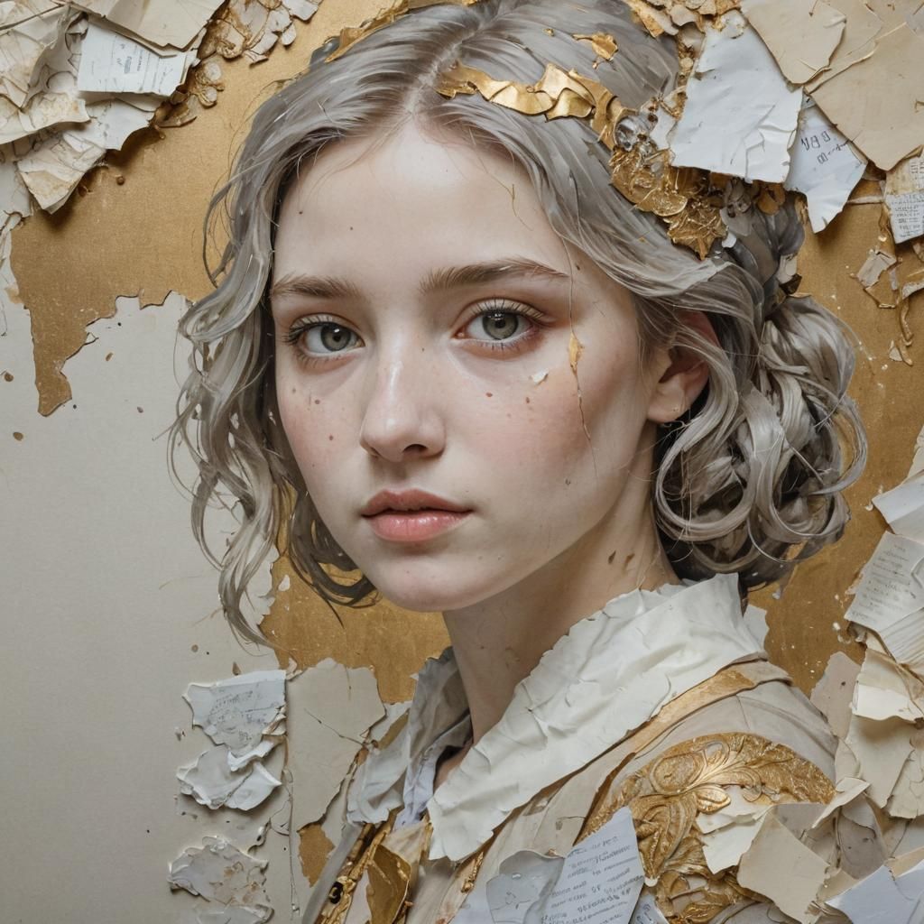 Art Nouveau Portrait with Porcelain and Papers