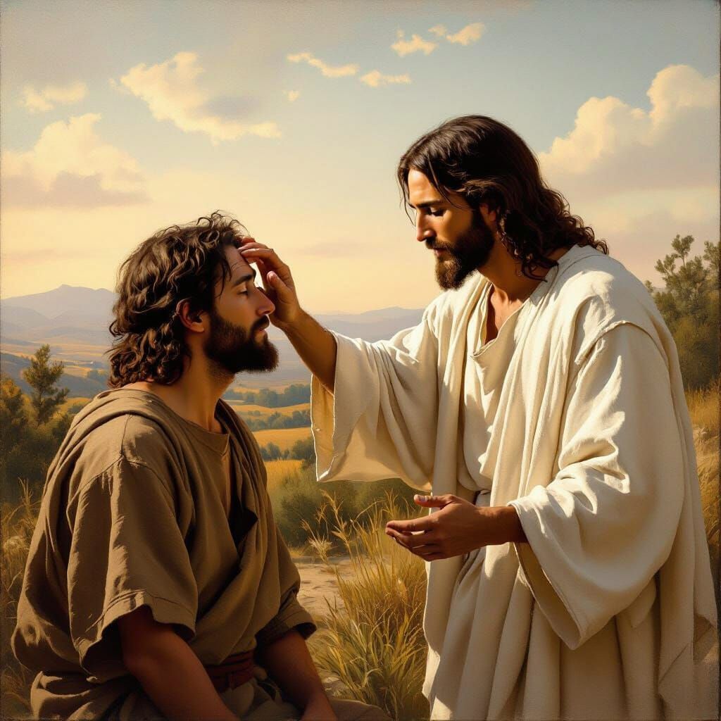 Jesus Heals the Blind Man: Baroque-Style Scene