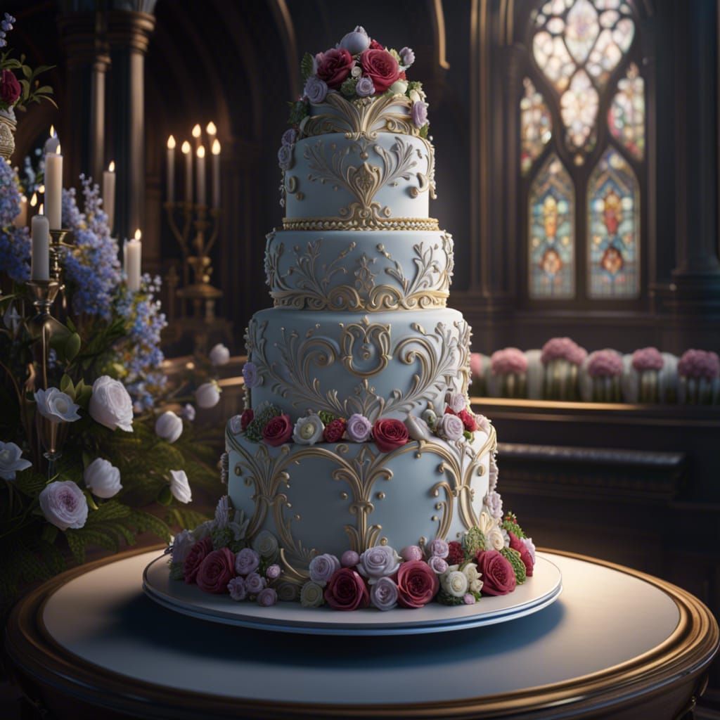 Enchanted Wedding Cake: Hyperdetailed 8K Digital Art