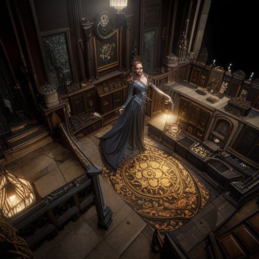 Dark Fantasy Villainess in Art Nouveau Style