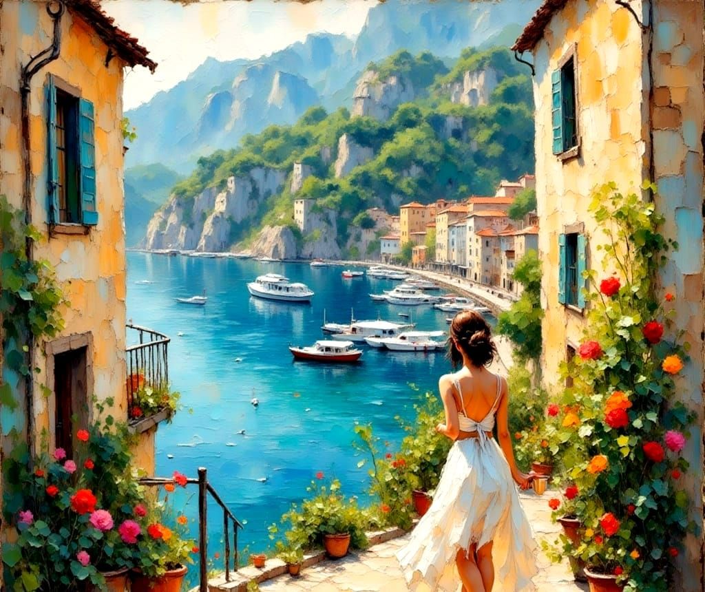 Impressionist Encaustic Portrait of Italian Beauty