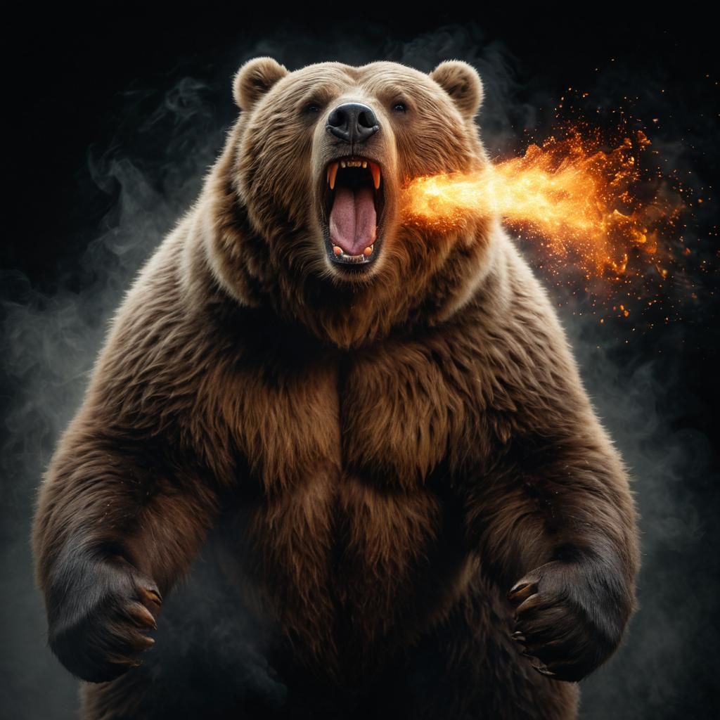 Enraged Kodiak Bear Breathing Fire