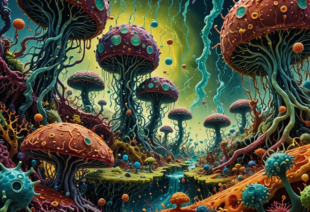 Vibrant Surreal Biome in Macro Photography