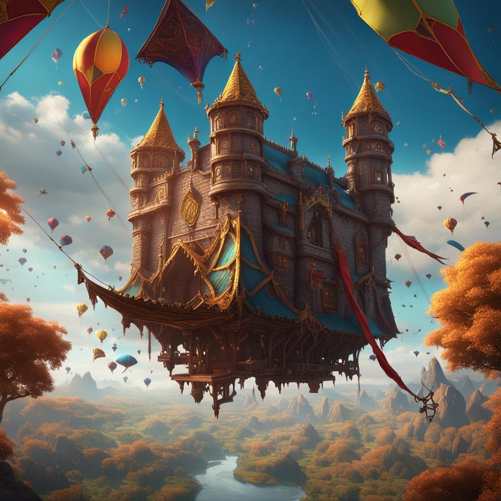 Fantastical Kite in Detailed Matte Painting