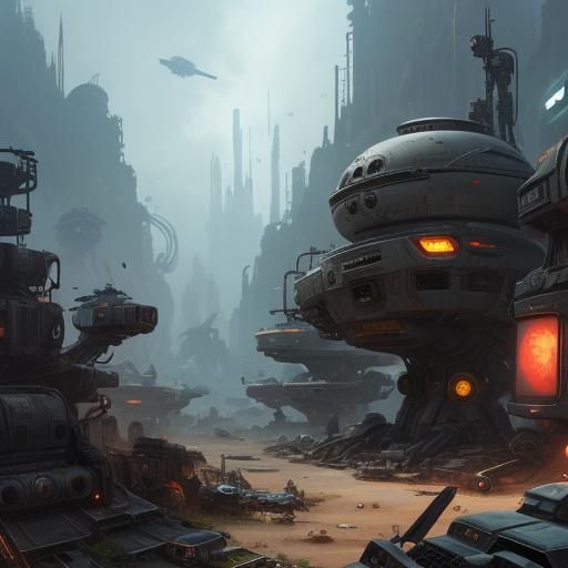 Futuristic Sci-Fi Junkyard Landscape
