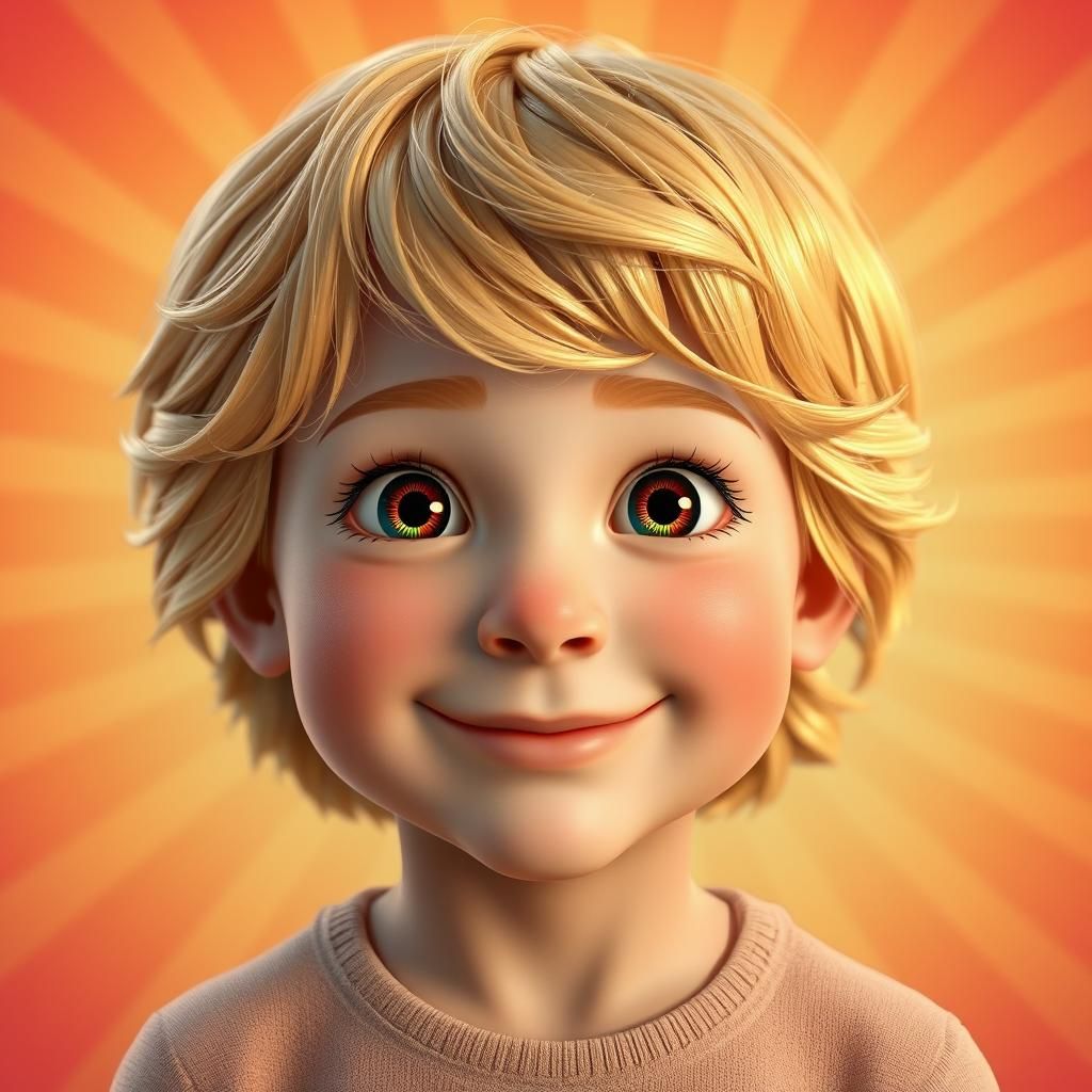 Radiant Portrait of a Blonde Child in 3D Style