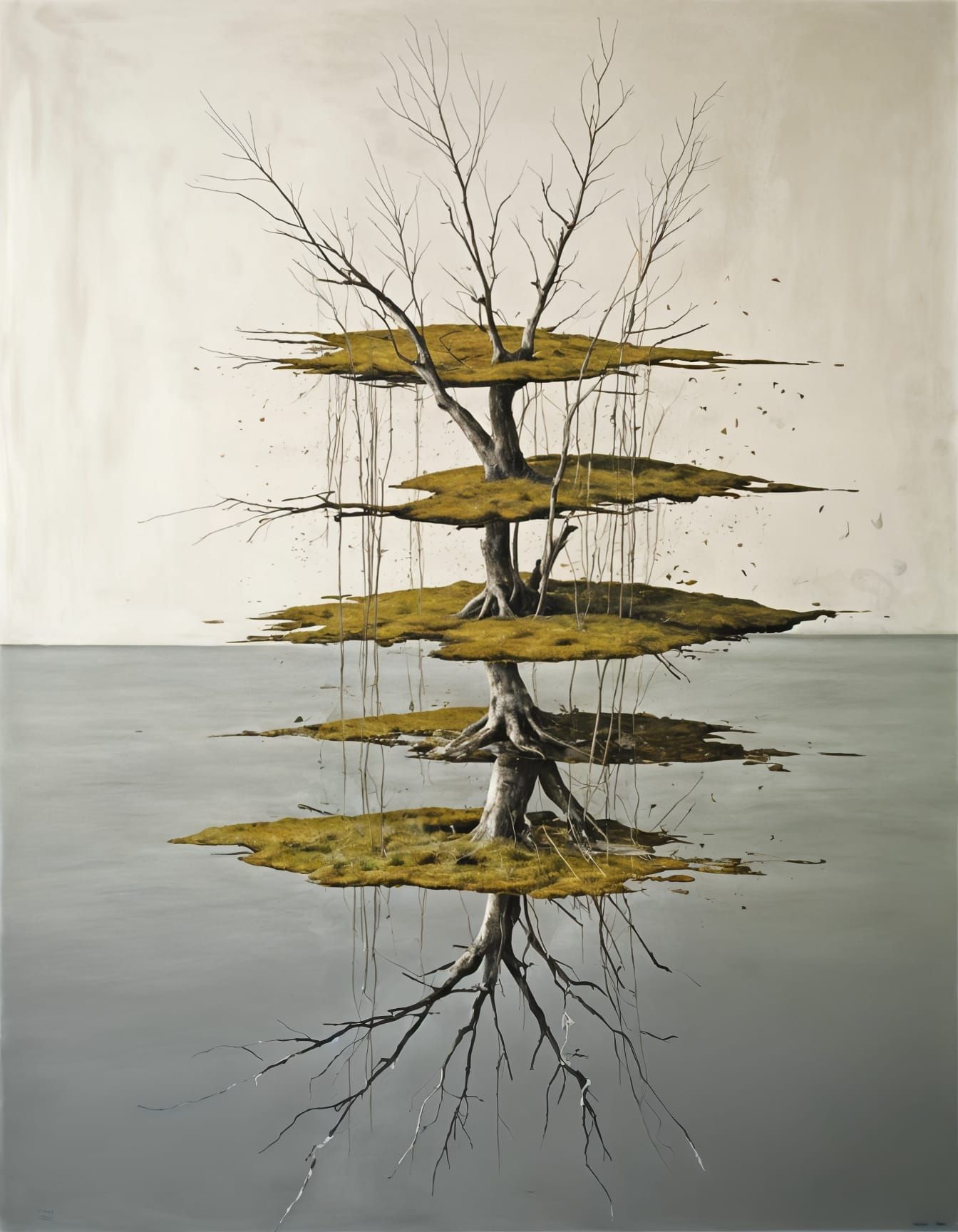 Landscape with Water Sculpture in Richter Squeegee Style