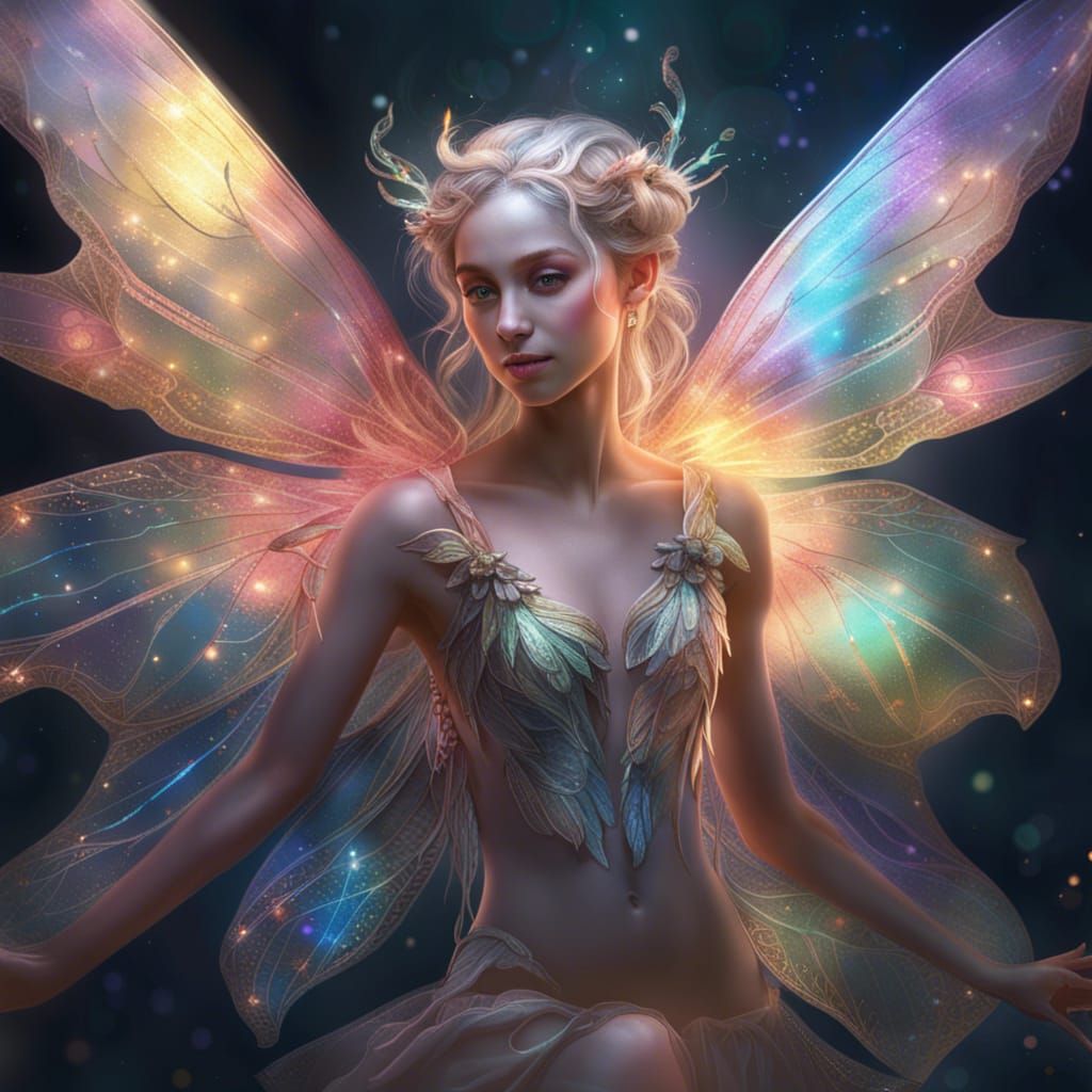 Ethereal Fairy with Luminous Skin in Splash Art
