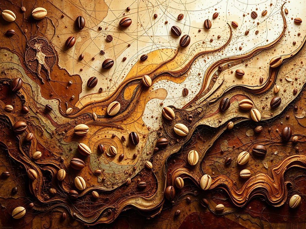 World of Coffee: Neon Oil Painting