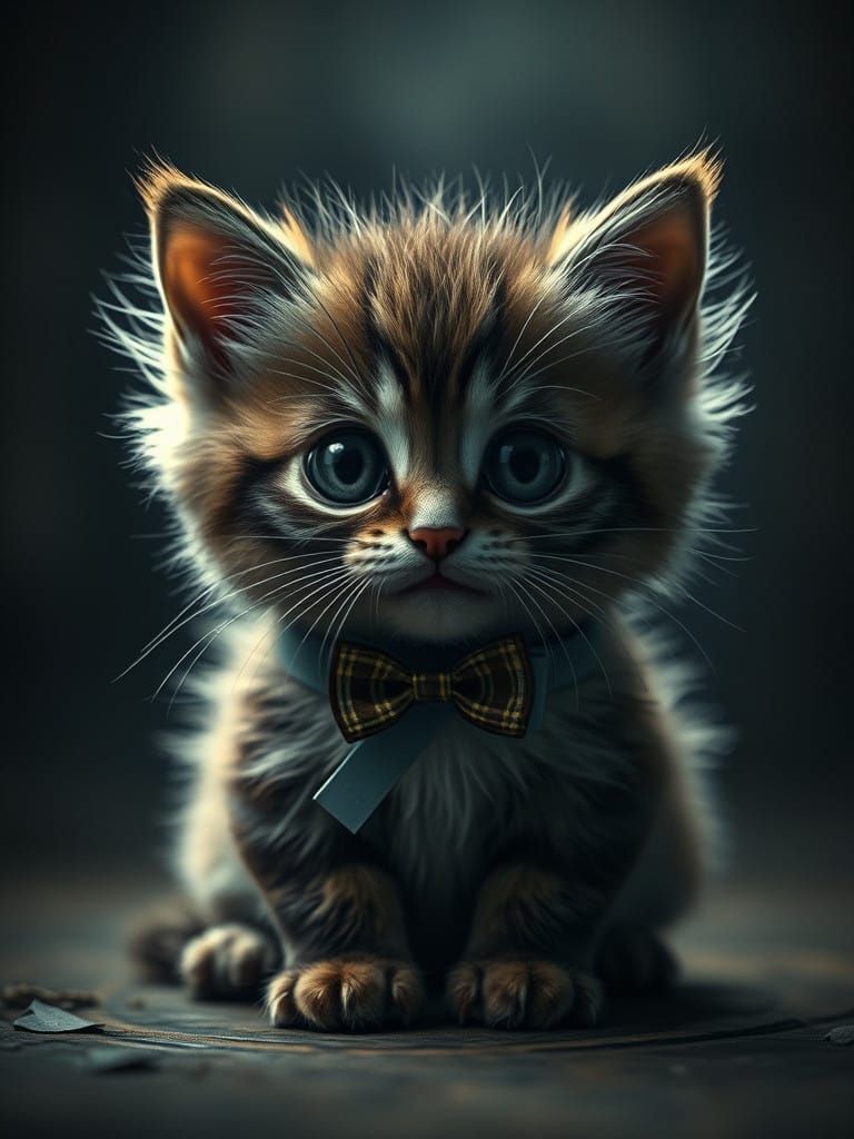 Whimsical Kitten in Moody Atmosphere, Inspired by Concept Ar...