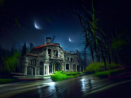 Creepy Abandoned Mansion at Night in 8k Resolution